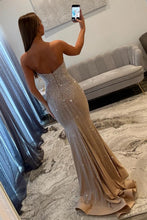 Load image into Gallery viewer, Luxurious Mermaid Sweetheart Champagne Long Prom Dress with Beading