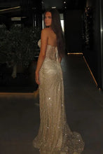 Load image into Gallery viewer, Stunning Mermaid Sweetheart Silver Corset Prom Dress with Beading