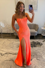 Load image into Gallery viewer, Sparkly Mermaid Strapless Light Blue Corset Prom Dress with Beading