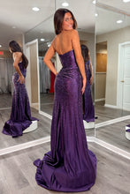 Load image into Gallery viewer, Sparkly Mermaid Sweetheart Purple Corset Prom Dress with Beading