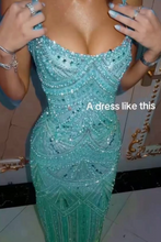 Load image into Gallery viewer, Sparkly Sheath Square Neck Pink Long Prom Dress with Beading