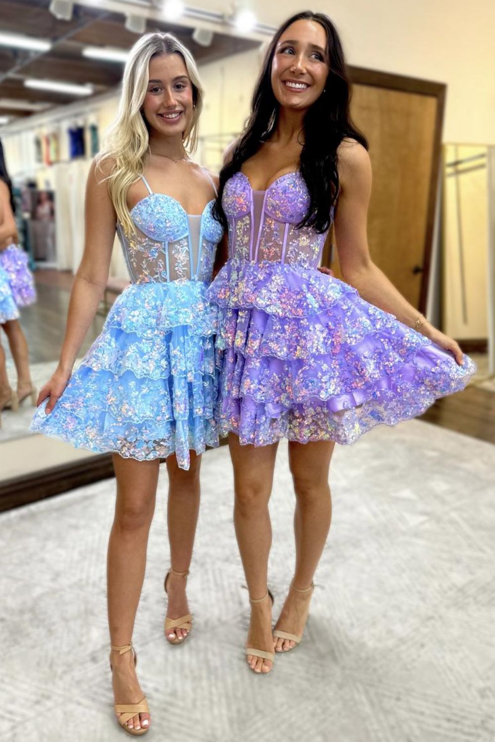 A-Line/Princess Homecoming Dress Spaghetti Straps Mini Short After Prom Dresses Floral Tulle A-Line/Princess Homecoming Dress Spaghetti Straps Mini Short After Prom Dresses Floral Tulle