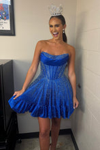 Load image into Gallery viewer, Chic A Line Strapless Yellow Short Homecoming Dress with Beading
