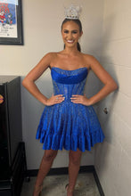 Load image into Gallery viewer, Chic A Line Strapless Yellow Short Homecoming Dress with Beading
