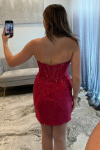 Load image into Gallery viewer, Sparkly Sheath Sweetheart Yellow Corset Homecoming Dress with Beading
