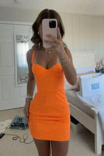 Load image into Gallery viewer, Bling Sheath Sweetheart Red Short Homecoming Dress with Beading
