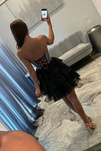 Load image into Gallery viewer, Cute A Line Strapless Yellow Corset Homecoming Dress with Ruffles Beading
