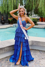 Load image into Gallery viewer, Sparkly A Line Sweetheart Hot Pink Long Prom Dress with Beading