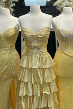 Load image into Gallery viewer, Sparkly A Line Sweetheart Hot Pink Long Prom Dress with Beading