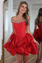 Load image into Gallery viewer, Sweety A Line Strapless Pink Corset Homecoming Dress with Beading