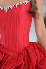 Load image into Gallery viewer, Sweety A Line Strapless Pink Corset Homecoming Dress with Beading