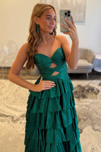 Load image into Gallery viewer, Sparkly A Line Sweetheart Hot Pink Long Prom Dress with Beading