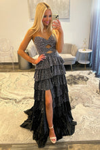 Load image into Gallery viewer, Sparkly A Line Sweetheart Hot Pink Long Prom Dress with Beading