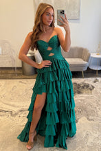 Load image into Gallery viewer, Sparkly A Line Sweetheart Hot Pink Long Prom Dress with Beading