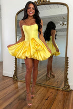 Load image into Gallery viewer, Strapless Red Corset Homecoming Dress with Dramatic Rose Detail
