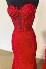 Load image into Gallery viewer, Stunning Black Sweetheart Backless Mermaid Long Prom Dress with Appliques