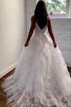 Load image into Gallery viewer, Princess A Line Spaghetti Straps Zipper Back Black Long Tulle Prom Dress
