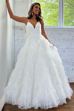 Load image into Gallery viewer, Princess A Line Spaghetti Straps Zipper Back Black Long Tulle Prom Dress
