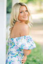 Load image into Gallery viewer, Stunning A Line Sweetheart Blue Printed Short Homecoming Dress with Bowknot
