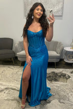 Load image into Gallery viewer, Shine Mermaid Strapless Yellow Corset Prom Dress with Beading