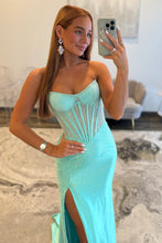 Load image into Gallery viewer, Shine Mermaid Strapless Yellow Corset Prom Dress with Beading