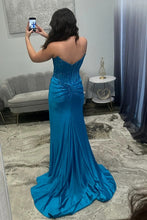 Load image into Gallery viewer, Shine Mermaid Strapless Yellow Corset Prom Dress with Beading