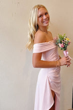 Load image into Gallery viewer, Stunning Sheath Off the Shoulder Light Pink Long Prom Dress with Split Front