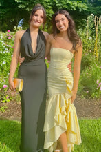 Load image into Gallery viewer, Stunning Sheath Strapless Yellow Long Prom Dress with Ruffles