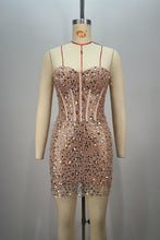Load image into Gallery viewer, Stunning Strapless Rhinestone Corset Bodycon Homecoming Dress
