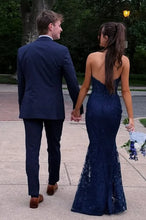 Load image into Gallery viewer, Charming Fuchsia Mermaid Sweetheart Backless Corset Prom Dress With Appliques