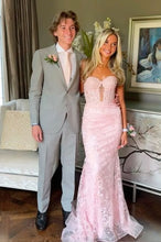 Load image into Gallery viewer, Charming Fuchsia Mermaid Sweetheart Backless Corset Prom Dress With Appliques