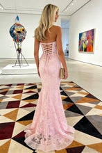 Load image into Gallery viewer, Charming Fuchsia Mermaid Sweetheart Backless Corset Prom Dress With Appliques