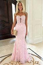 Load image into Gallery viewer, Charming Fuchsia Mermaid Sweetheart Backless Corset Prom Dress With Appliques
