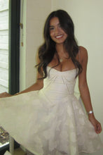 Load image into Gallery viewer, Stunning A Line Spaghetti Straps White Printed Short Homecoming Dress