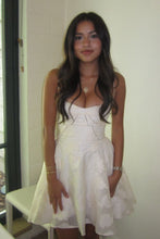 Load image into Gallery viewer, Stunning A Line Spaghetti Straps White Printed Short Homecoming Dress