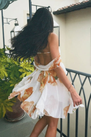 Stylish A Line Sweetheart Flower Printed Short Party Dress