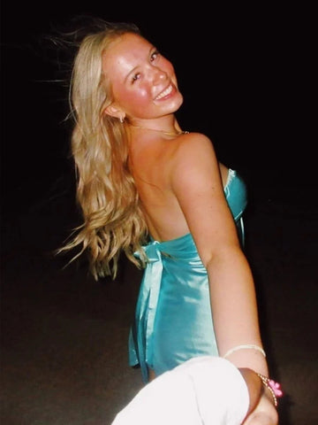 Stylish A Line Sweetheart Light Green Satin Short Homecoming Dress