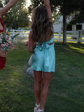 Load image into Gallery viewer, Stylish A Line Sweetheart Light Green Satin Short Homecoming Dress

