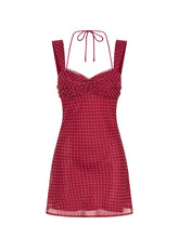 Load image into Gallery viewer, Stylish A Line Sweetheart Red Polka Dots Short Homecoming Dress with Criss Cross Back
