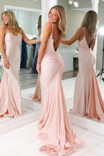 Load image into Gallery viewer, Stylish Mermaid Spaghetti Straps Light Pink Long Prom Dress with Beading