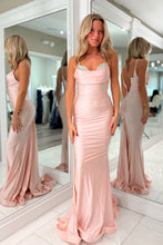 Load image into Gallery viewer, Stylish Mermaid Spaghetti Straps Light Pink Long Prom Dress with Beading