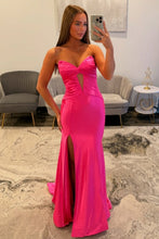 Load image into Gallery viewer, Stylish Mermaid Sweetheart Hot Pink Long Prom Dress with Keyhole