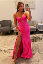 Load image into Gallery viewer, Stylish Mermaid Sweetheart Hot Pink Long Prom Dress with Keyhole