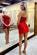 Load image into Gallery viewer, Stylish Royal Blue Spaghetti Straps Short Tight Glitter Homecoming Dress

