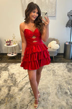 Load image into Gallery viewer, Pretty A Line Sweetheart Light Blue Short Homecoming Dress with Keyhole Ruffles