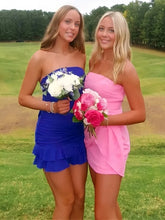 Load image into Gallery viewer, Stylish Sheath Strapless Royal Blue Short Homecoming Dress with Ruffles
