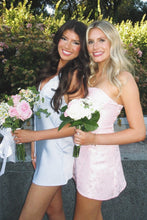 Load image into Gallery viewer, Stylish Sheath V Neck Light Blue Short Party Dress with Lace
