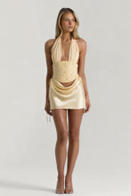 Load image into Gallery viewer, Stylish Two Piece Halter Neck Light Pink Short Homecoming Dress with Sequins