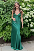 Load image into Gallery viewer, Stylish Sheath Spaghetti Straps Blue Long Prom Dress with Backless