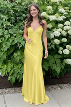 Load image into Gallery viewer, Stylish Sheath Spaghetti Straps Blue Long Prom Dress with Backless